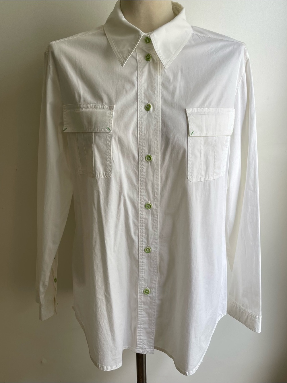 Vintage Krizia Perte Aktive White Button Down Embroidered Butterfly EU 17 Large